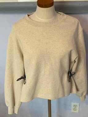 Varley Beige Tie-Side Pullover Sweatshirt